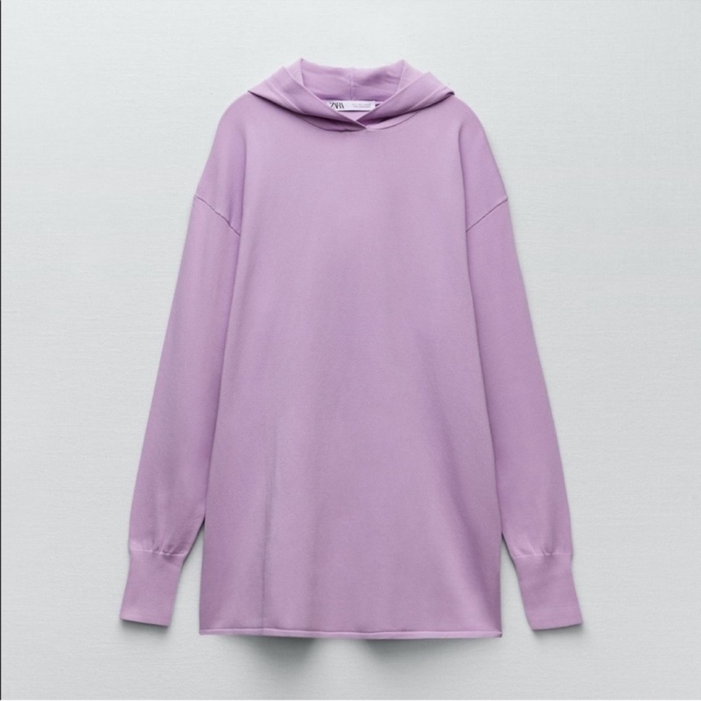 Zara Oversized Knit Sweatshirt Size Large Purple/ Lavender Blogger’s Favorite